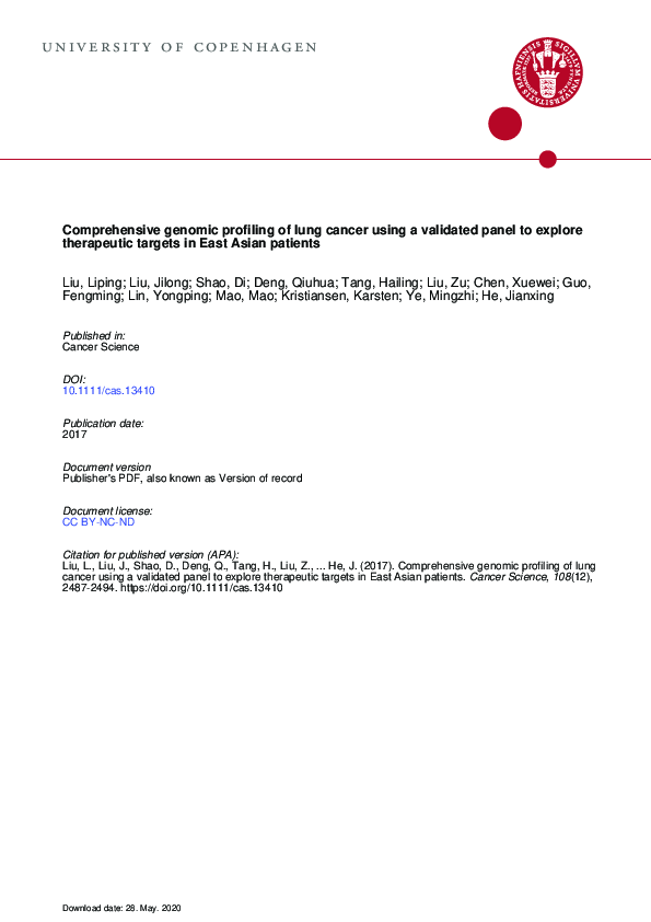 (PDF) Comprehensive genomic profiling of lung cancer using a validated ...