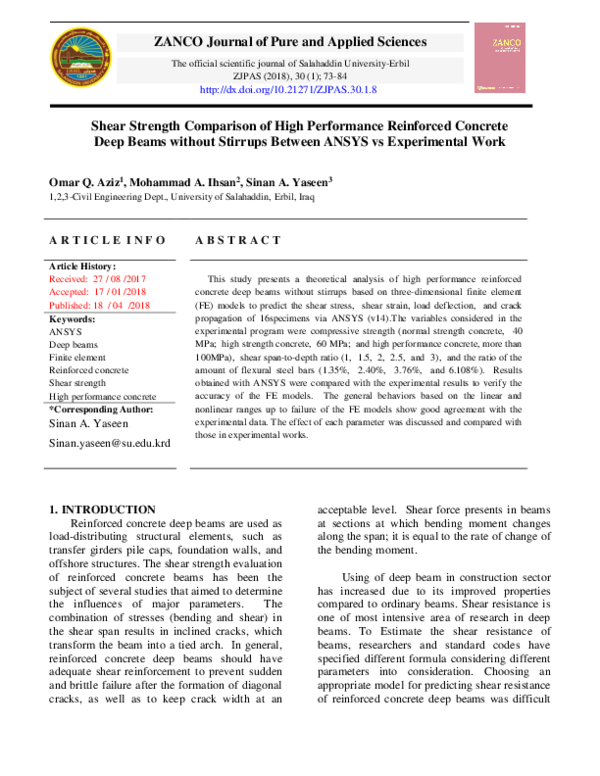 (PDF) Shear Strength and Behavior of Reinforced Concrete Corbels ...