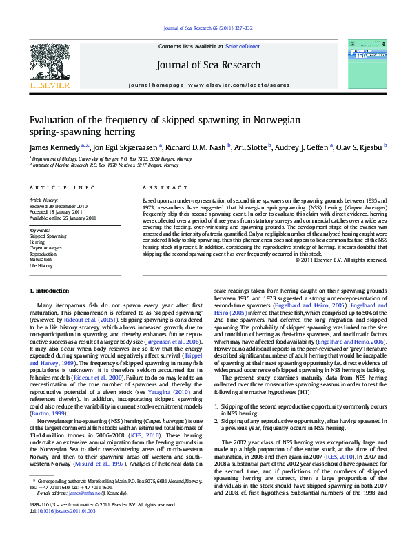 (PDF) Evaluation of the frequency of skipped spawning in Norwegian ...