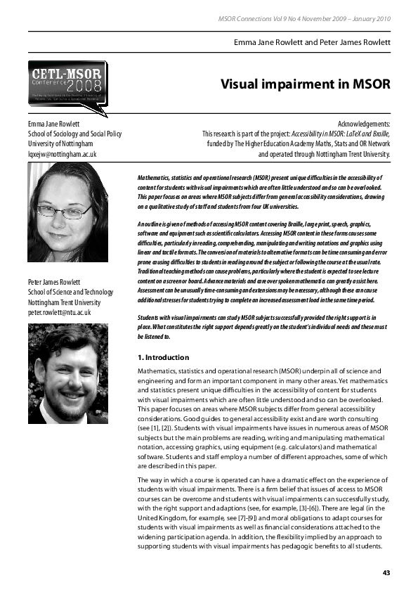 (PDF) Visual impairment in MSOR