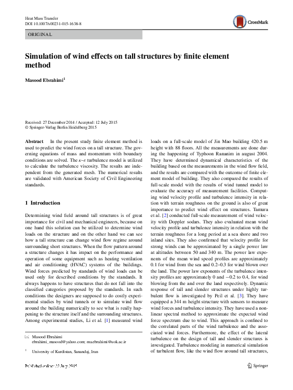 (PDF) Simulation of wind effects on tall structures by finite element ...