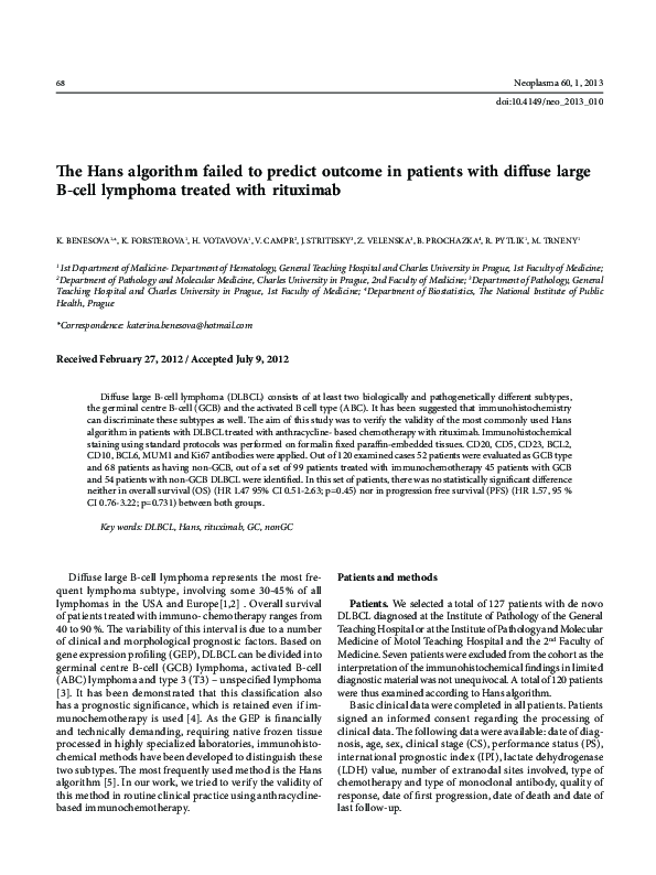 (PDF) The Hans algorithm failed to predict outcome in patients with ...