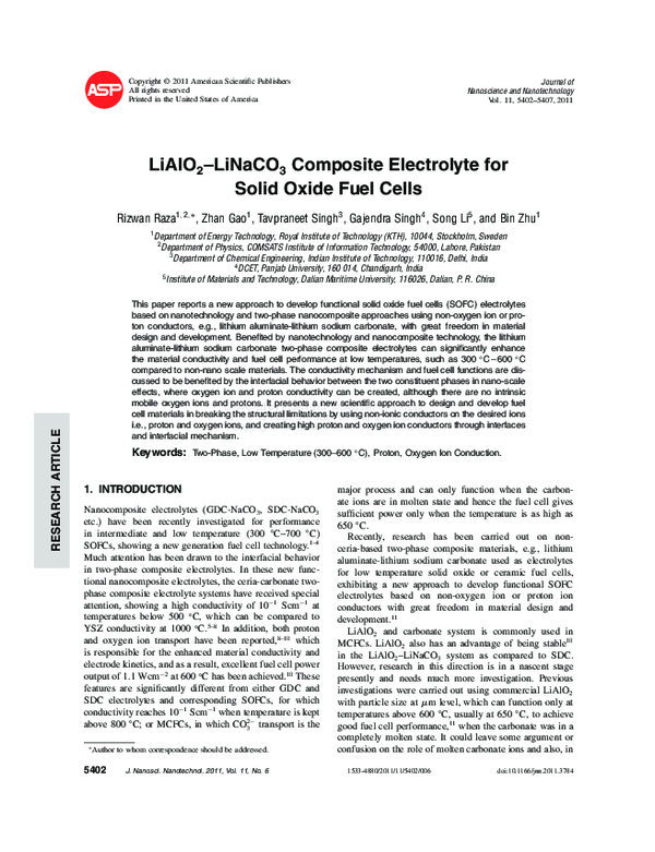 (PDF) LiAlO2–LiNaCO3 Composite Electrolyte for Solid Oxide Fuel Cells