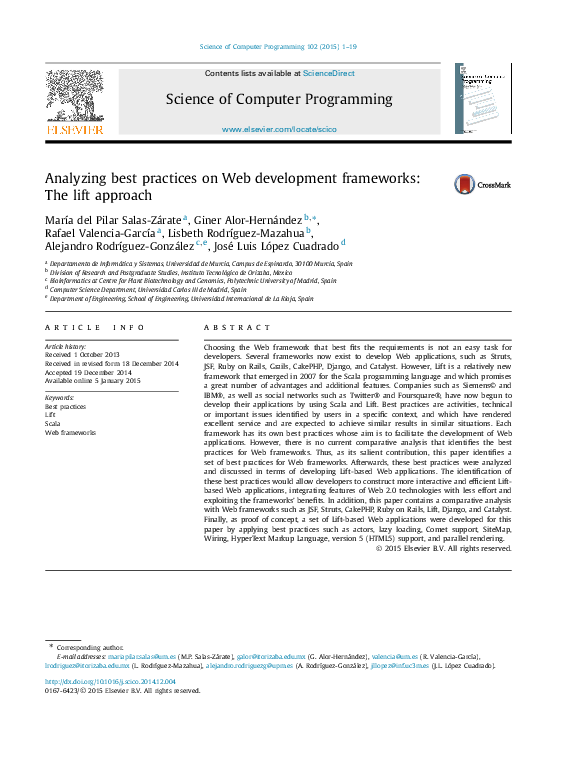(PDF) Analyzing best practices on Web development frameworks: The lift ...