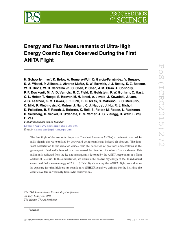 (PDF) Ultra-high-energy cosmic ray flux and energy measurement with ANITA