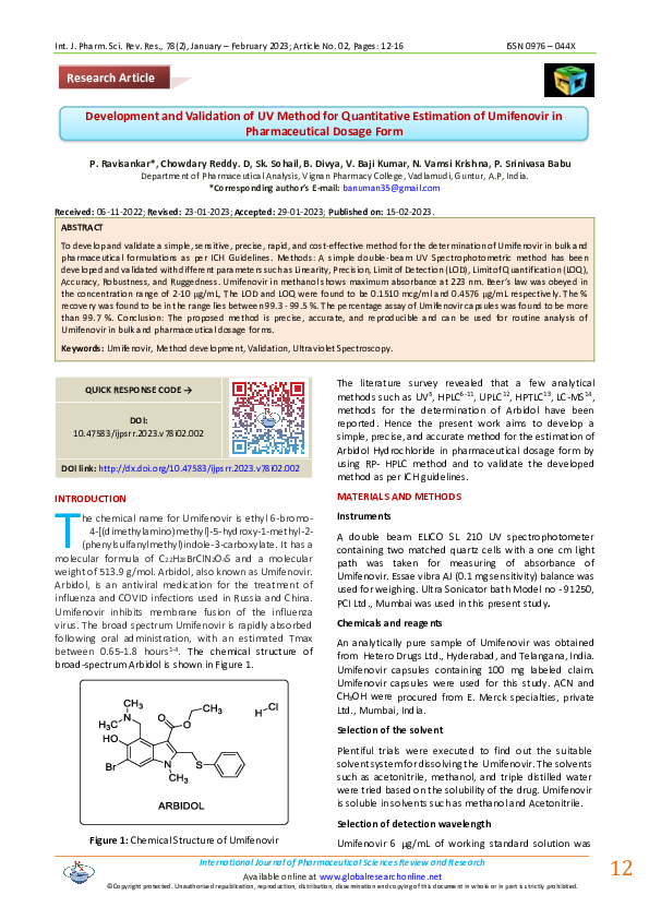 (PDF) Development and Validation of UV Method for Quantitative ...