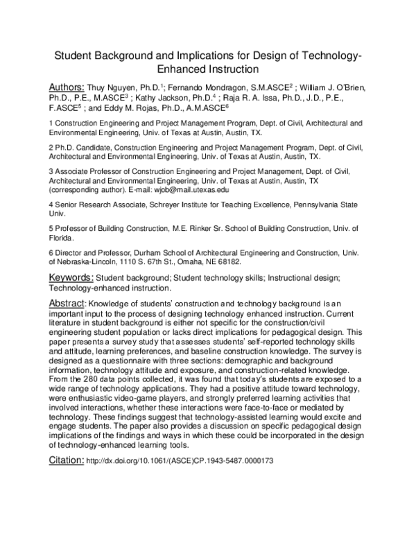 (PDF) Student Background and Implications for Design of Technology ...