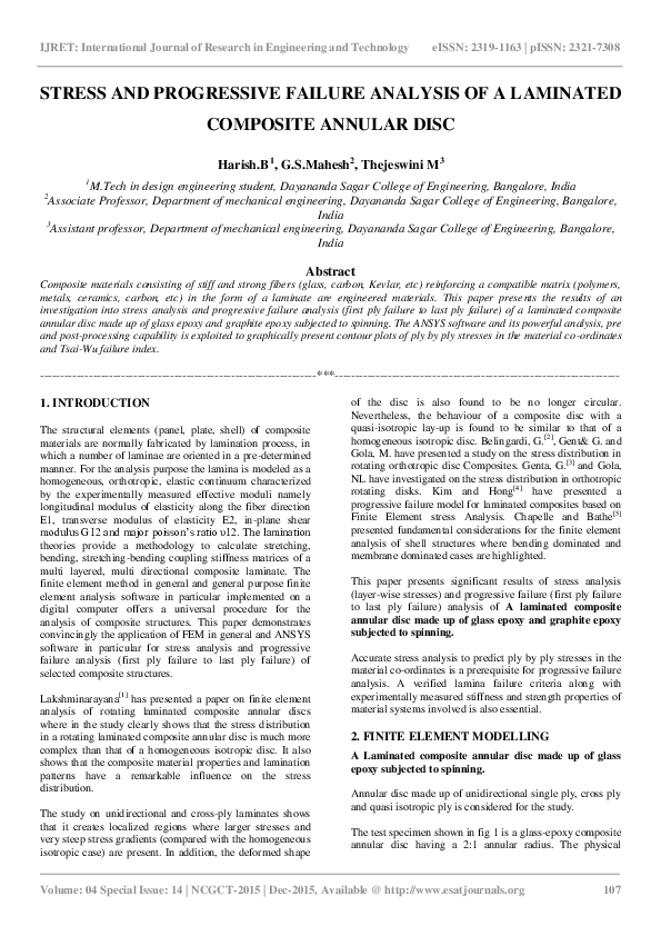 (PDF) Stress and Progressive Failure Analysis of a Laminated Composite ...