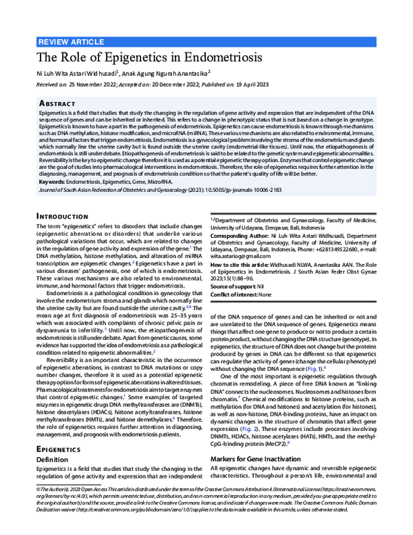 (PDF) The Role of Epigenetics in Endometriosis