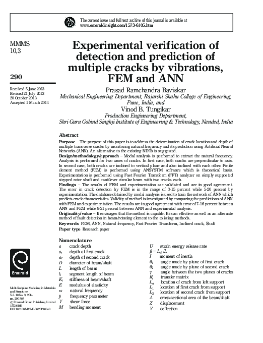 (PDF) Experimental verification of detection and prediction of multiple ...