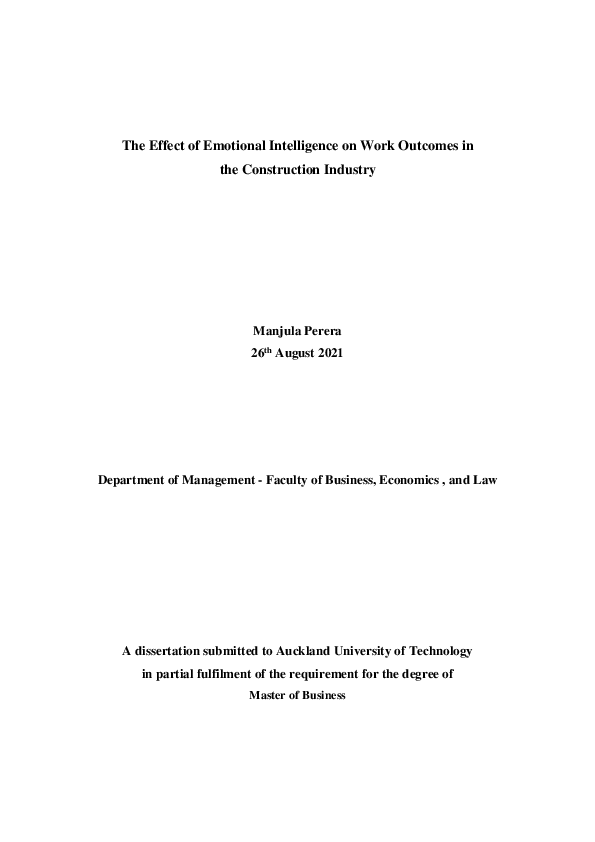 (PDF) The Effect of Emotional Intelligence on Work Outcomes in the ...