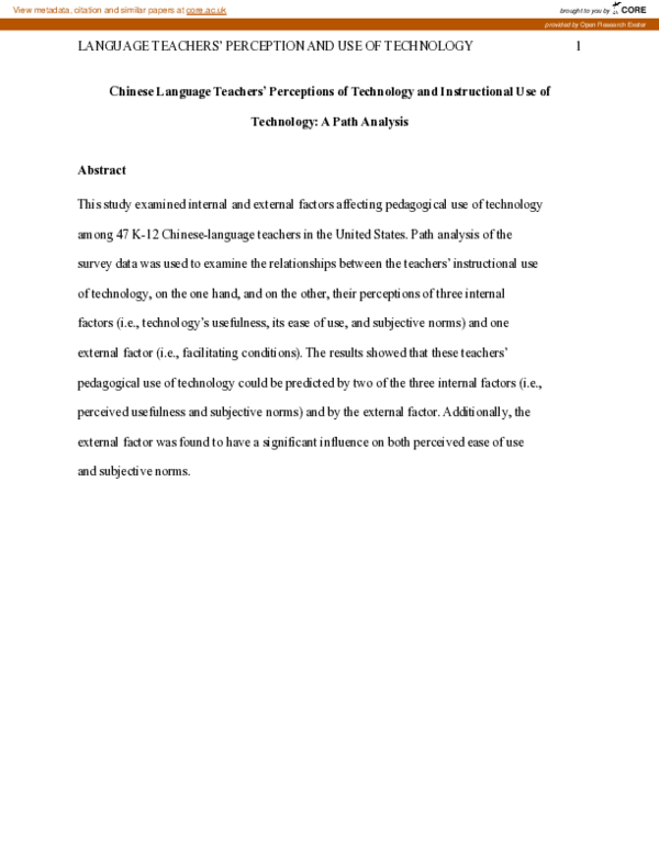 (PDF) Chinese Language Teachers’ Perceptions of Technology and ...