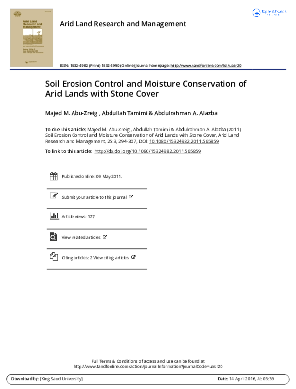 (PDF) Soil Erosion Control and Moisture Conservation of Arid Lands with ...