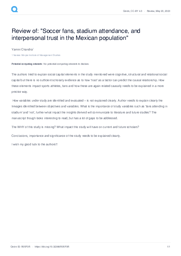 (PDF) Review of "Soccer fans, stadium attendance, and interpersonal