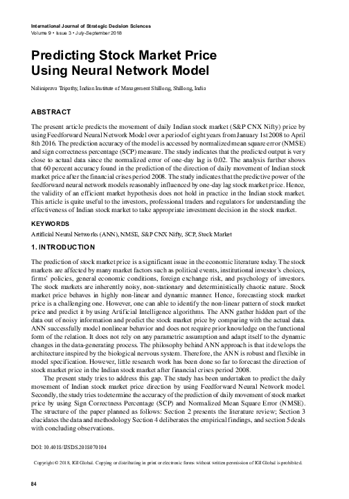 (PDF) Predicting Stock Market Price Using Neural Network Model