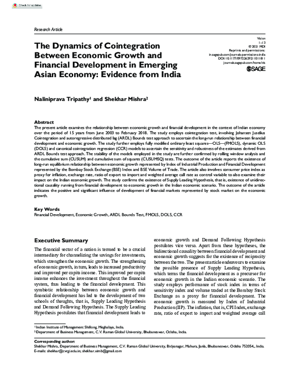 (PDF) The Dynamics of Cointegration Between Economic Growth and ...