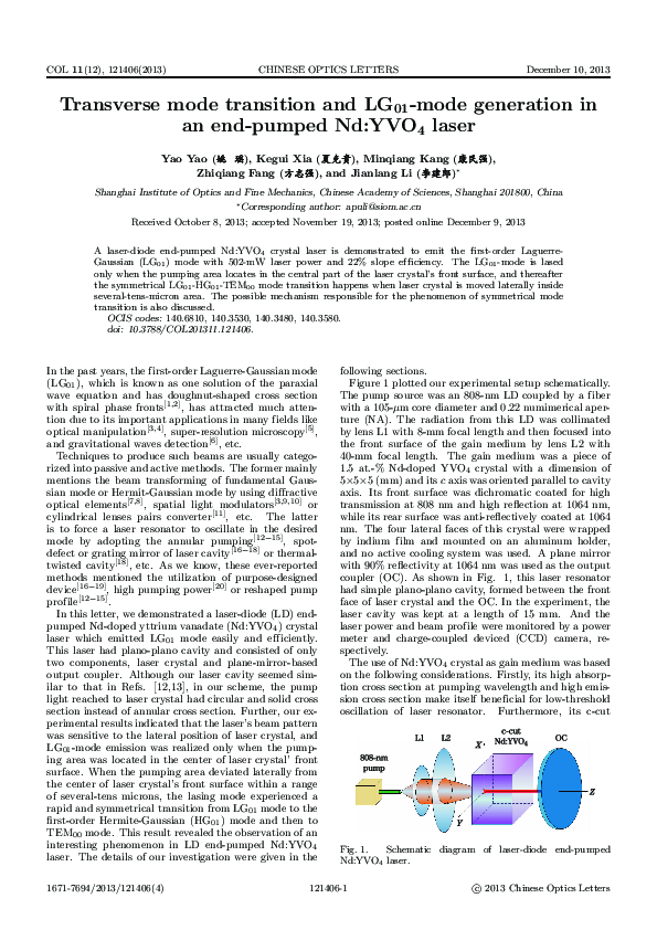 (PDF) Transverse mode transition and LG01-mode generation in an end ...