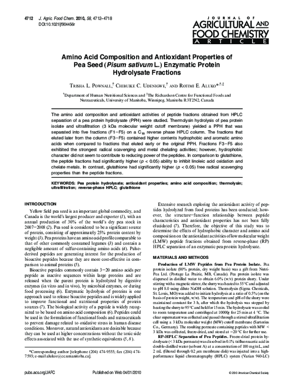 (PDF) Amino Acid Composition and Antioxidant Properties of Pea Seed ...
