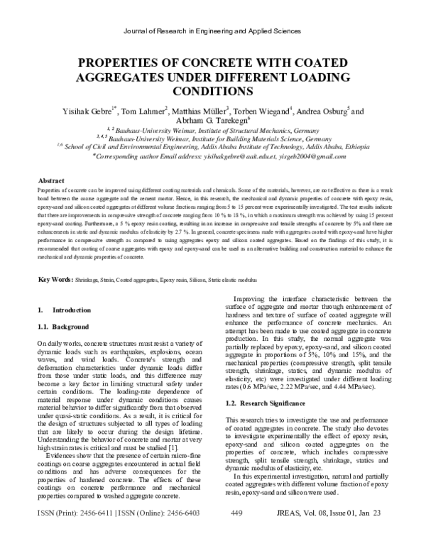 (PDF) Properties of Concrete with Coated Aggregates Under Different ...