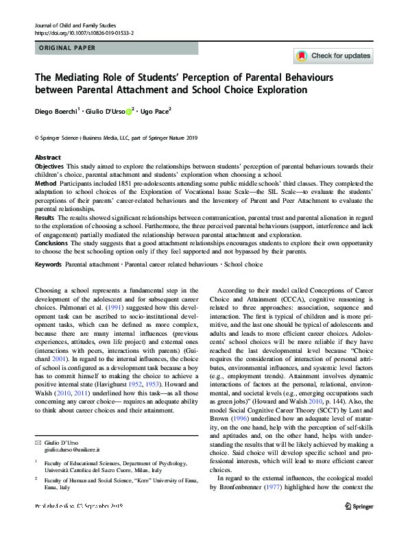 (PDF) The Mediating Role of Students’ Perception of Parental Behaviours ...