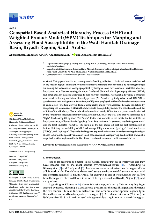 (PDF) Geospatial-Based Analytical Hierarchy Process (AHP) and Weighted ...
