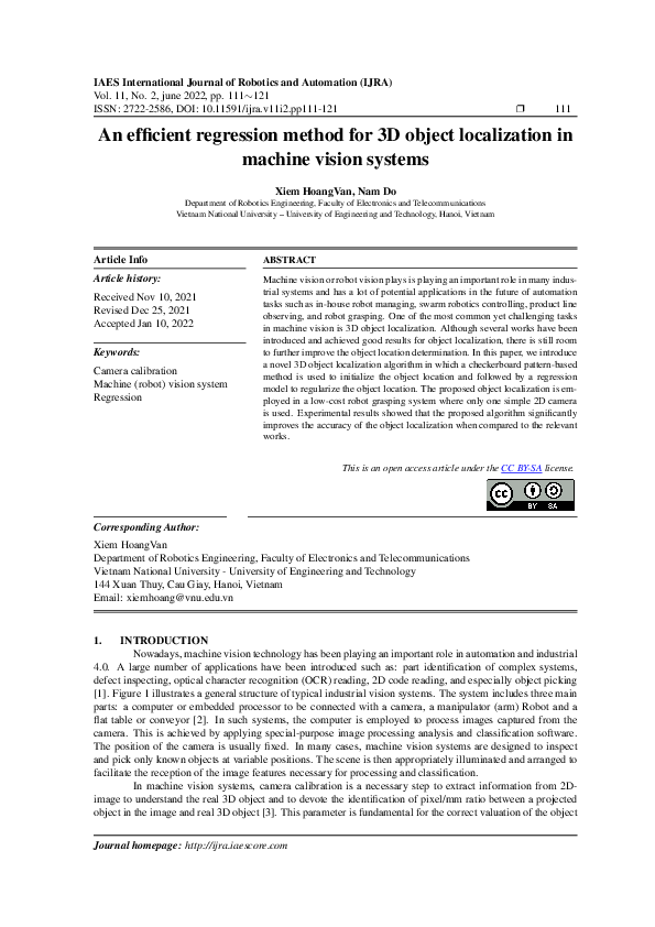 (PDF) An efﬁcient regression method for 3D object localization in ...