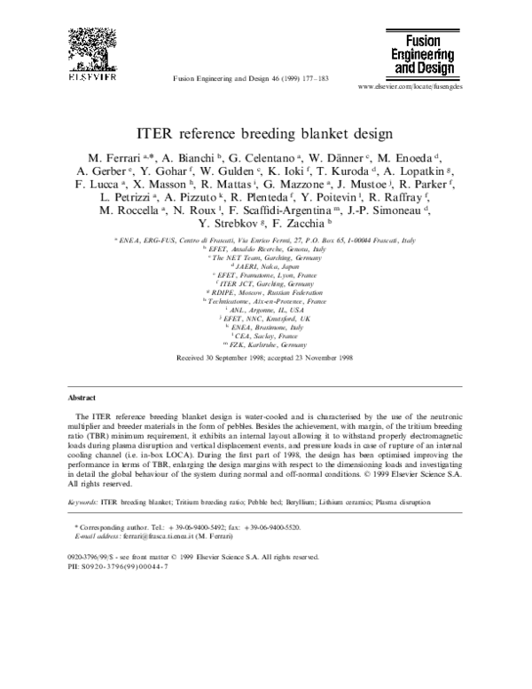 (PDF) ITER reference breeding blanket design Luigino PETRIZZI