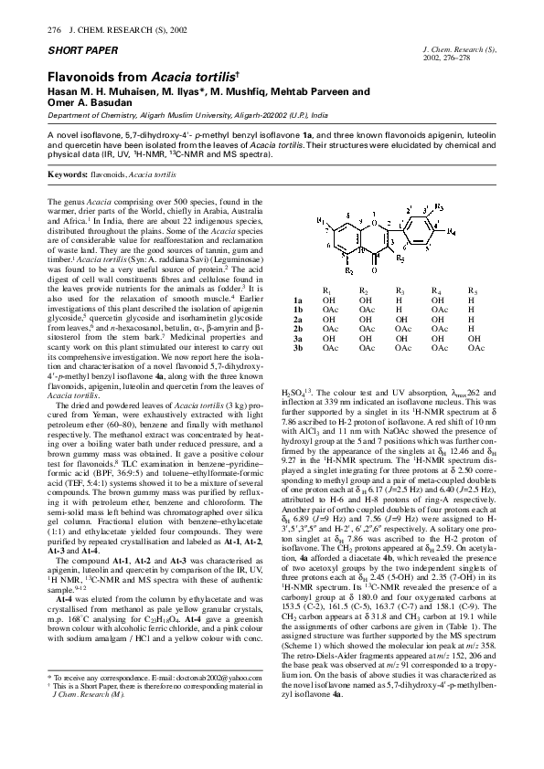 Flavonoids from Acacia Tortilis