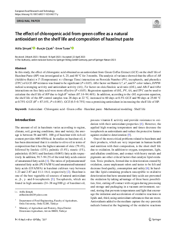 (PDF) The effect of chlorogenic acid from green coffee as a natural ...