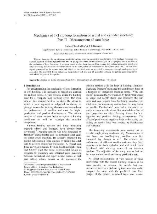 (PDF) Mechanics of 1×1 rib loop formation on a dial and cylinder ...