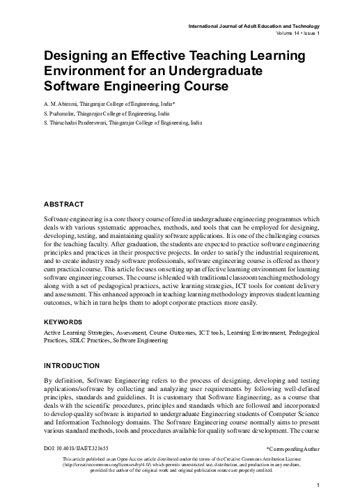 (PDF) Designing an Effective Teaching Learning Environment for an ...