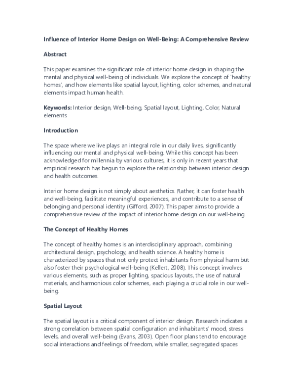 (PDF) Influence of Interior Home Design on Well-Being: A Comprehensive ...