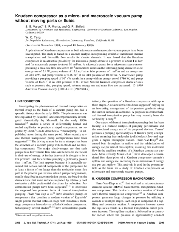 (PDF) Knudsen compressor as a micro- and macroscale vacuum pump without ...