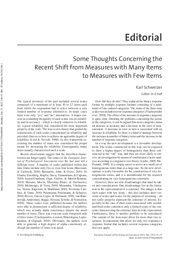(PDF) Some Thoughts Concerning the Recent Shift from Measures with Many ...