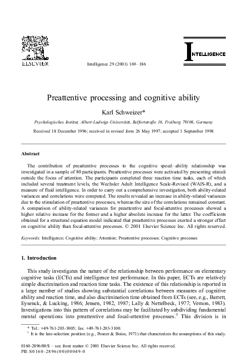 (PDF) Preattentive processing and cognitive ability
