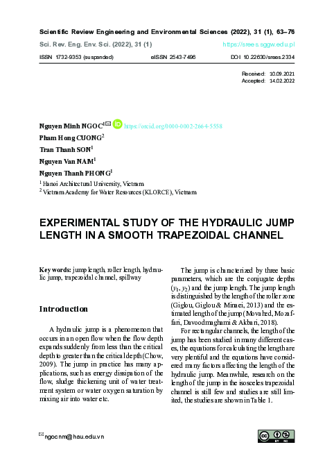 (PDF) Experimental study of the hydraulic jump length in a smooth ...