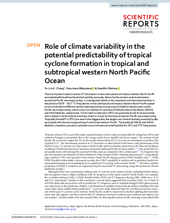 (PDF) Role of climate variability in the potential predictability of ...