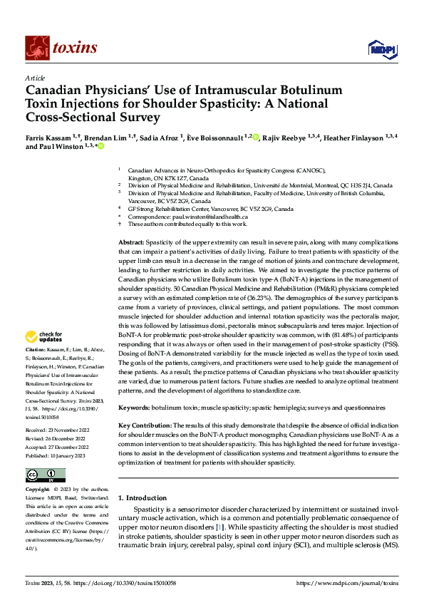 (PDF) Canadian Physicians’ Use of Intramuscular Botulinum Toxin ...