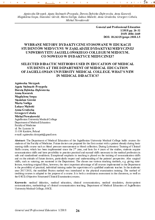 (PDF) Selected didactic methods used in education of medical students ...