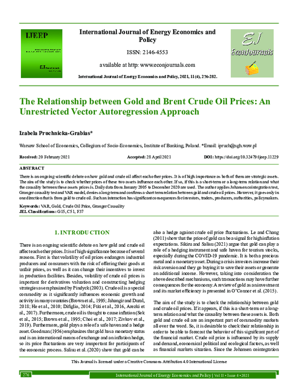 (PDF) The Relationship Between Gold and Brent Crude Oil Prices: An ...