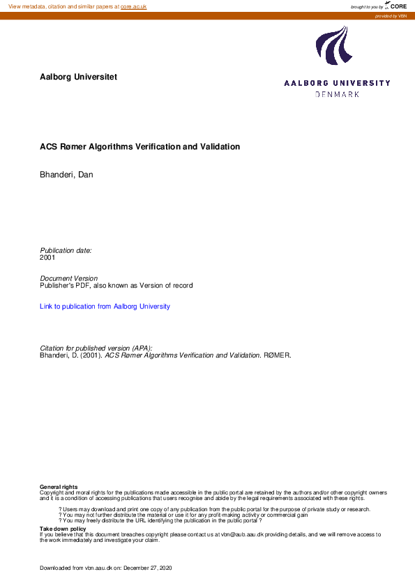 (PDF) ACS Rømer Algorithms Verification and Validation