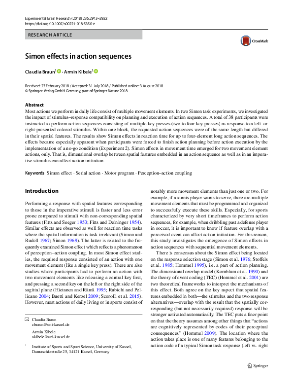 (PDF) Simon effects in action sequences
