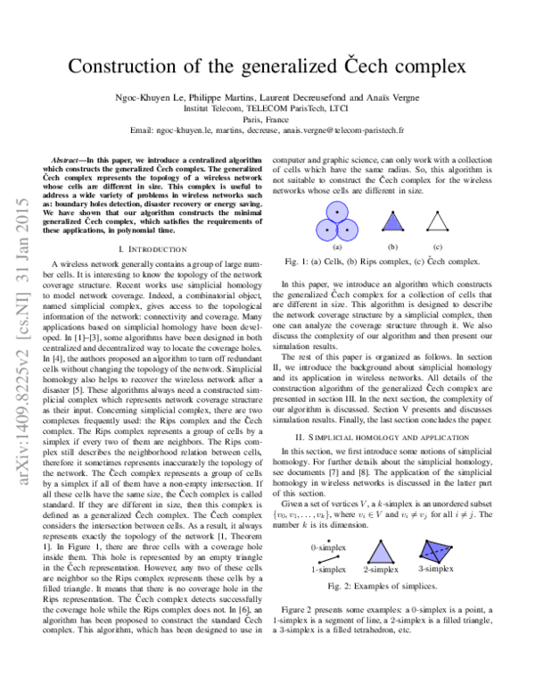 (PDF) Construction of the generalized Cech complex
