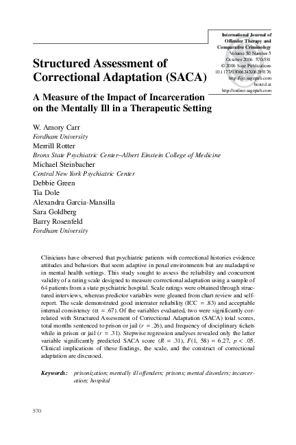 (PDF) Structured Assessment of Correctional Adaptation (SACA): A ...