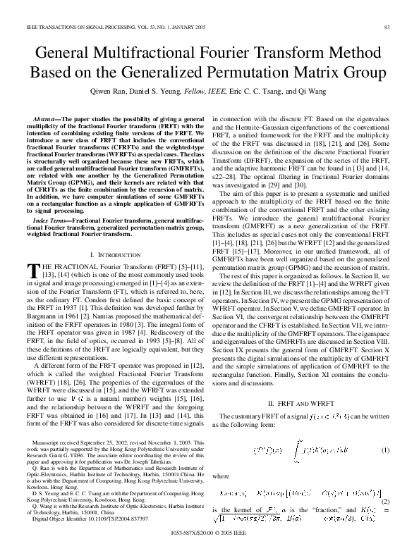 (PDF) General multifractional Fourier transform method based on the ...