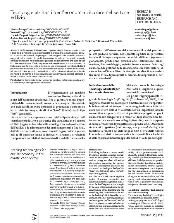 (PDF) Enabling technologies for circular economy in the construction sector