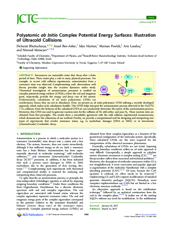 (PDF) Polyatomic ab Initio Complex Potential Energy Surfaces ...