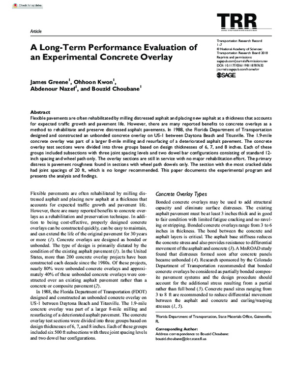 (PDF) A Long-Term Performance Evaluation of an Experimental Concrete ...
