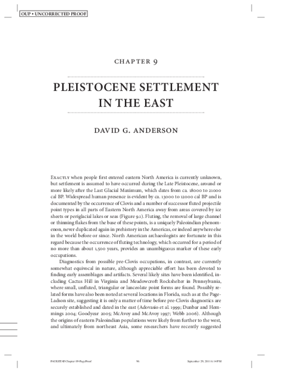 (PDF) Pleistocene Settlement in the East. David G. Anderson. 2012. In ...