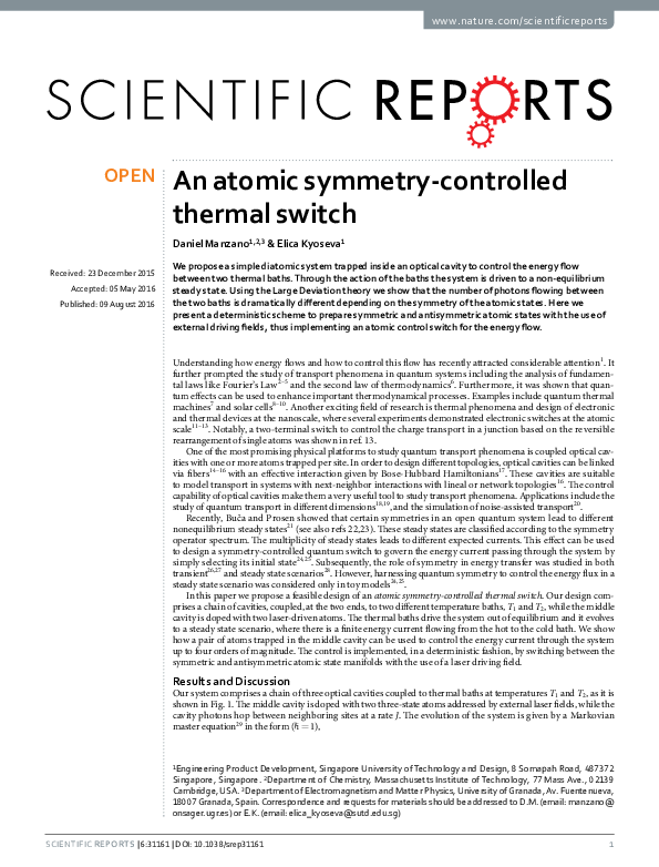 (PDF) An atomic symmetry-controlled thermal switch